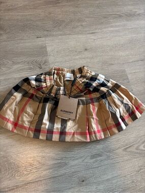 Burberry Beige Classic Check Kids Skirt with Red Accents
